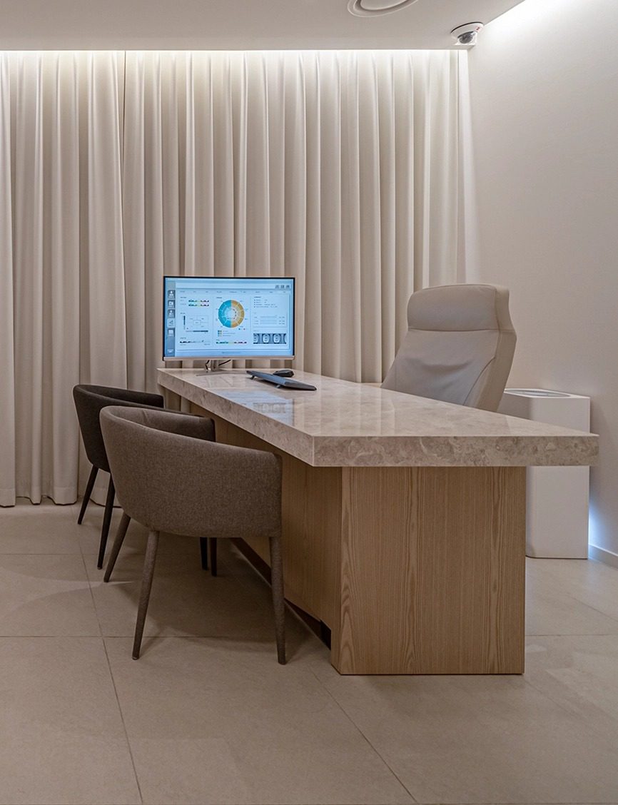 Consultation desk at GLOW Dermatology in Cheongdam, Seoul